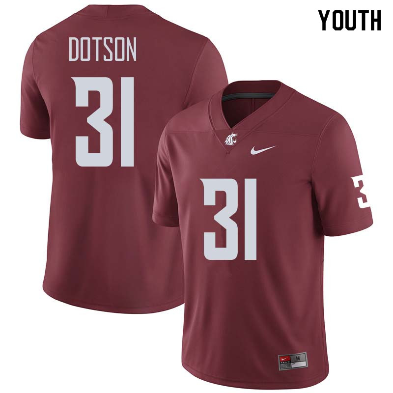 Youth #31 Isaac Dotson Washington State Cougars College Football Jerseys Sale-Crimson - Click Image to Close